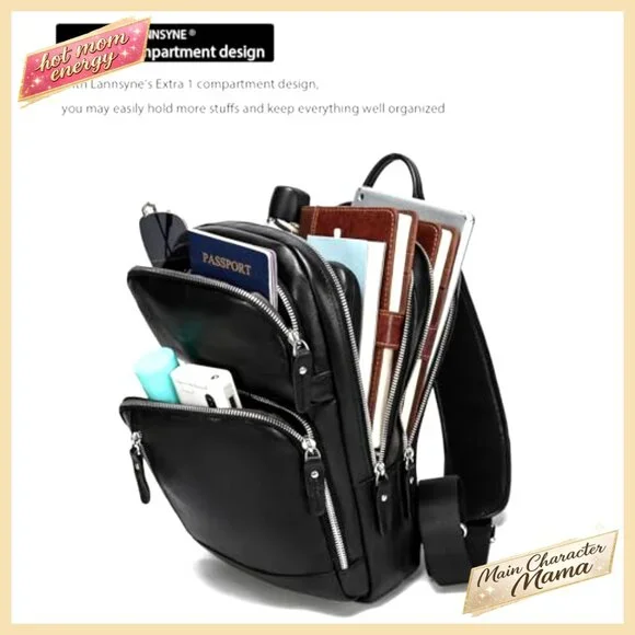 Full Grain Leather Sling Bag Fits 12.9 iPad Crossbody Daypack